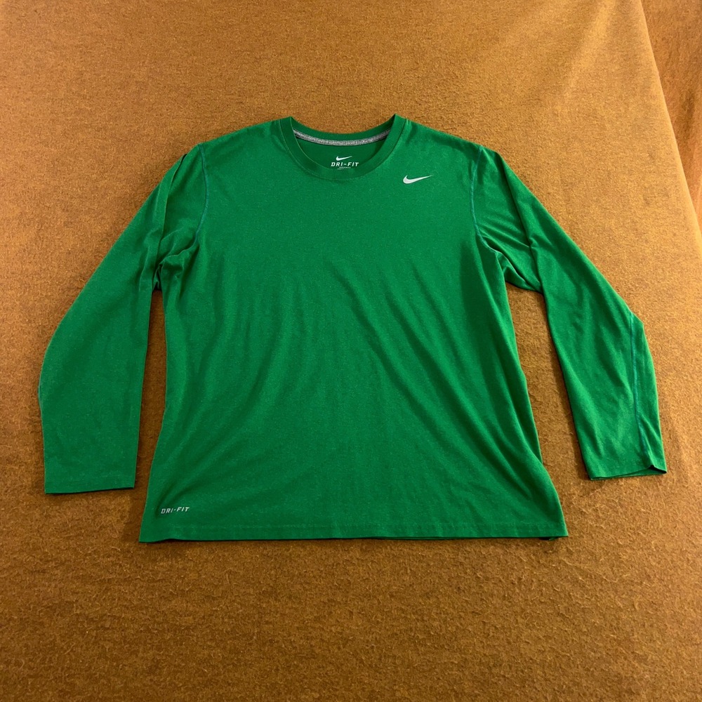 Nike Mens XL Green Dri-FIT Long Sleeve Performance T-Shirt